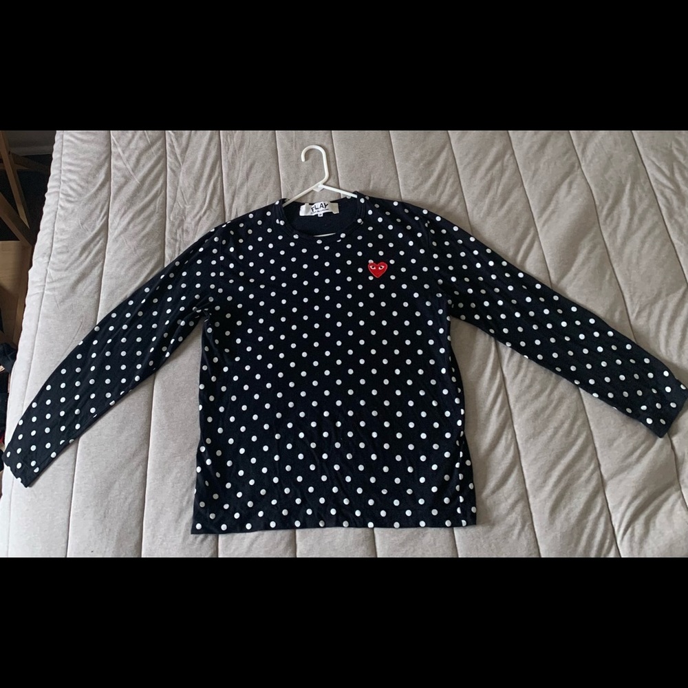 CDG play black polka dot men’s longsleeve shirt